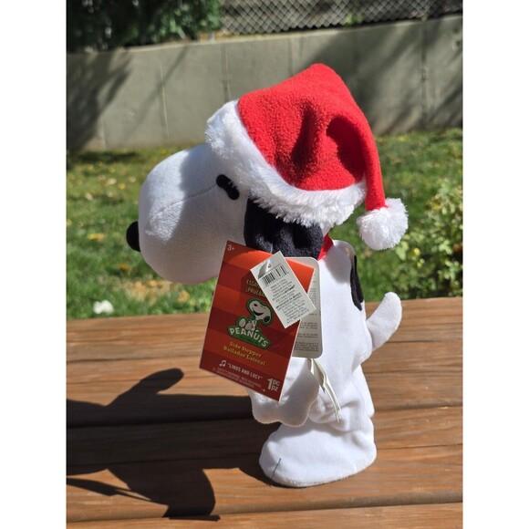 Snoopy Gemmy  Christmas Santa Hat  12" Side Stepper Music Peanuts Theme Tested - Picture 6 of 9